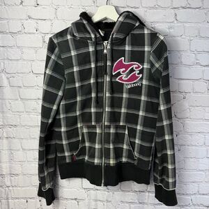 Vintage Billabong Roxy Style Striped Sherpa Lined Full Zip Hoodie Size Large